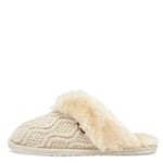 Lamo Womens Caroline Knit Scuff Slipper Shoes, Cream, 6 UK