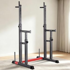 BLACK LORD Squat Rack Adjustable for Weight Bench Press with Barbell Spotter Arm Holder, Multi-Station Home Gym Equipment Gym Rack Power Tower with Fitness Dip Bar for Strength Training, Max 300kg