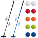 Lenwen 2 Pcs Kid Golf Putter Adjustable Length Two-Way Kids Putter Mini Right or Left Handed Golfers Kids Golf Club with 10 Golf Practice Balls for Toddler Children Teenager Junior Adult (Blue, Black)