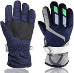 YR.Lover Children Ski Gloves Winter Warm Outdoor Riding Thickening Gloves (Navy Blue, M-6-8y)
