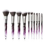 Makeup Brushes Crystal Handle Set, Tenmon 10 PCS Crystal Transparent Handle Kabuki Powder Foundation Brush Concealer Eye Shadow Eyeliner Eyebrow Brush (Green) (purple)