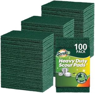 SCRUBIT Scouring Pad - Heavy Duty Scrub Pads for Cleaning Dishes - Non-Scratch Reusable Scrubbing - Green (100)