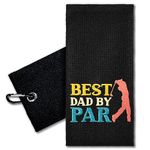 ERHACHAIJIA Best Dad by Par Embroidered Golf Towel with Clip. Funny Golf Accessories Golf Gifts for Men Golf Lover Dad Papa Uncle Grandpa, Birthday Retirement Father's Day for Golf Fan