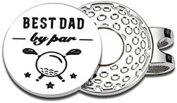 Golf Ball Marker for Fathers Day, Best Dad by Par Gifts from Daughter Son, Golfer Golf Lover Birthday Christmas Gift for Dad Daddy Grandpa, Father Husband Gifts from Daughter Wife, Magnetic Hat Clip