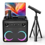 Ikarao Karaoke Machine for Adults with Lyrics Display Screen,Truly All in One Karaoke Speaker with 2 Wireless Microphone, PA System Hdmi Connects to TV for Home Party Birthday(Break X2 with MIC Stand)