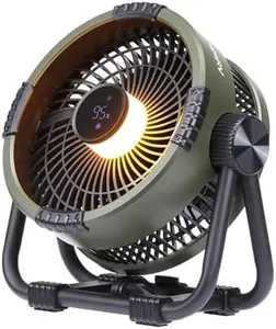 BougeRV Portable Fan Rechargeable, 20000mAh Battery Powered Fans with 4 Wind Speeds Hook Brighter Light LCD Display 270° Rotatable for Camping, Tent, Outdoors, Office, Travel, RV, Green