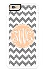 iPhone 6 Case, iPhone 6S Case, iZERCASE Custom Monogram Personalized Grey and White Chevron Pattern with Cursive Initials (DEEP PEACH)