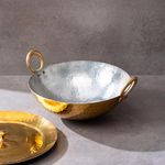 P-TAL Brass Kadhai 3 Litre with Lid Teflon Free Naturally Non Stick Brass Kadai for Cooking with Tin Coating Handcrafted Ptal Brass Utensils for Kitchen (12 x 12 x 4 in)