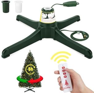 GREATDAY Remote Control Christmas Rotating Tree Stand, 360-Degree Rotation, Supports 7.5ft/80lbs Artificial Trees, 32ft Remote Range, 6-Hour Auto Shut-Off, Fits 3 Settings Trunk Diameter