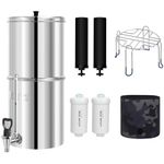 FACHIOO Stainless Steel Countertop Water Filter System 2.25 Gallon with 2 Authentic Black Berkey Elements BB9-2 Filters