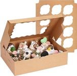 Tovotum 25Pcs 12.8x9.8x3.5Inch Cupcake Boxes with Window & Insert Kraft Cupcake Container 12 Cavity Bakery Pastry Dessert Muffin Cookie Treat Boxes, Brown Cupcake Carrier Holders