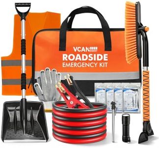 Winter Car Emergency Safety Kit Bag with Jumper Cables, Snow Shovel for Car