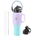 RAYMYLO Insulated Water Bottle 40oz (Cold for 48 Hrs), Stainless Steel Water Bottle with Handle & Straw Lid & Paracord Handle, Triple Wall Vacuum Leakproof Travel Flask, Fit in Any Car Cup Holder