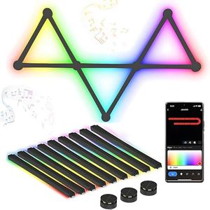 STONEBROOK Smart WiFi RGBIC LED Wall Light Bars,16M+ Colors,Music Sync,LED Wall Light Lines DIY Modular Design for Gaming Room,Home Decor,Streaming Lover,Works with Alexa & Google Assistant - 9 Pack