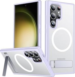 SPIDERCASE Magnetic for Samsung Galaxy S23 Ultra Case, [3 Stand Ways][ Military Grade Drop Protection] with Invisible Stand Shockproof Slim Case for Samsung S23 Ultra 6.8", Light Purple