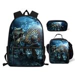 Cozeyat Crazy Dinosaur Backpack Set School Supplies Cool 3D Print Trex Bookbag Lunch Bag for Kids