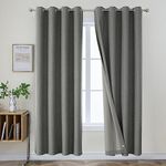 Joydeco 100% Blackout Linen Curtains 84 Inches Long 2 Panels, Thermal Insulated Burlap Curtain & Drapes, Grommet Room Darkening Textured Curtains for Bedroom Living Room (42x84 inch,Grey)