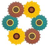 Besillia Silicone Mat for Hot & Cold Pot - Cute Sunflower Shaped Table mat - Waterproof & Heat Resistant up Too 300 °F - Protects Your Table & Furniture from Damage (Big, Pack of 6, Multi)