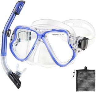 PIYAZI Snorkeling Gear for Adults Kids, Dry Snorkeling Set, Panoramic Anti-Leak and Anti-Fog Tempered Glass Lens, Adjustable Strap Snorkel Set with Mesh Bag Ear Plug for Snorkeling Scuba Diving Travel