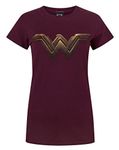 Batman VS Superman Wonder Woman Logo Women's T-Shirt M Burgandy