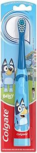 Colgate Kids Battery Powered Toothbrush, Kids Battery Toothbrush with Included AA Battery, Extra Soft Bristles, Flat-Laying Handle to Prevent Rolling, Bluey Toothbrush, 1 Pack