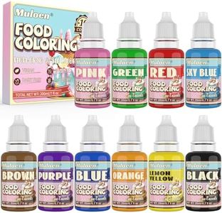 Food Coloring - 10 Color Food Grade Rainbow Liquid Food Coloring Set for Baking, Cake Decorating, Cooking - Neon Food Dye for Slime Making and DIY Crafts - 0.7.(20ml) Bottles