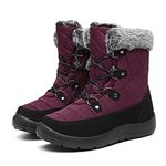 Winter Boots for Women - Soft Comfortable Faux Fur Mid Calf Winter Snow Boots Totes Boots Lace up Snow Boots Winter Boots with Insulated Black for Outdoor, Red,