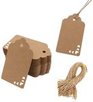 CVANU 300pcs Premium Gift Tags, Double-Sided Available Kraft Paper Price Tags with 300 Root Natural Jute Twine, Craft Tags Labels Treats Tags for Wedding Christmas Day Thanksgiving tag-3