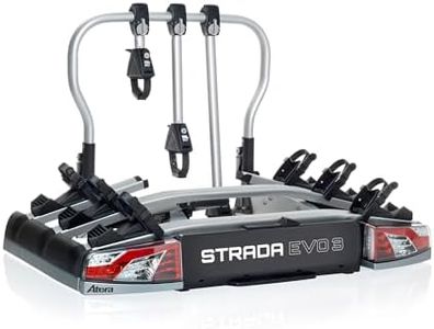 Atera 022701 PKW Fahrradträger Strada Evo 3, Auto-Kupplungsträger mit Rückleuchten - für 3 Fahrräder oder E-Bikes, silber