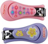 Nuby Baby Care Nail Clippers, 2 Count, Pink/Purple