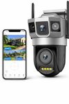 Guard Well 6MP WiFi Dual Lens Outdoor PTZ CCTV Camera | 360° Rotation | Color Night Vision | Motion Detection | Two Way Audio | Wireless Home Security with Mobile App V380 Pro (New Dual Lens PTZ)