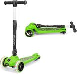 Xootz Scout Tri-Scooter, LED 3-Wheeled Light Up Scooter for Toddlers, Adjustable Bar Height and Foldable Scooter, for Kids, Girls and Boys, ages 3+, Green