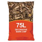 simpahome 75L Decorative Landscape Bark Spruce Wood Bark Chipping Mulch for Landscaping, Top Dressing, Paths & Play Areas.