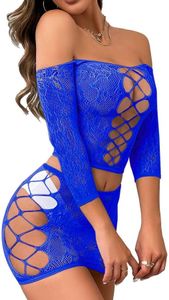 Buitifo Womens Lingerie Set Fishnet BabyDoll Bodysuit Sexy Nightwear, Blue Tjca, One Size