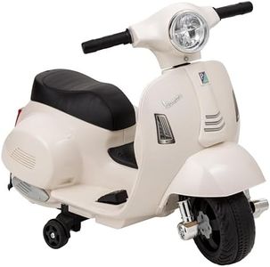 Baroni Toys Vespa Scooter électrique pour Enfants avec Licence Officielle, Moto avec Roues, Guidon, phares et klaxon, Moteur 6V, Vitesse 3 km/h, intérieur et extérieur, 61x31x32.5 cm (Blanc)