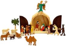 The Christmas Story Unique Nativity Set - 17 Pcs Christmas Nativity Scene Set, Wooden Figure Indoor Christmas Crafts, Nativity Decorations Wooden Figure, Exquisite Nativity Scene Christmas Table Decor