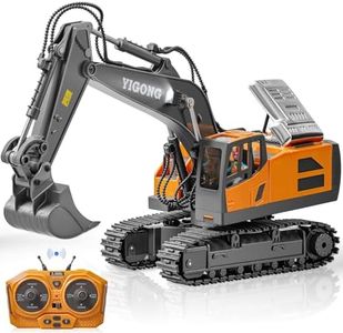 SJYN Remote Control Excavator Toy, Construction Rc Digger for Kids Boys Age 4-14 Year Old Birthday, Rechargeable Excavator with Metal Shovel, Lights, Sounds, 2.4Ghz