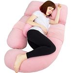 AS AWESLING 60in Full Body Pillow | Nursing, Maternity and Pregnancy Body Pillow | Extra Large U Shape Pillow with Detachable Side, Separate Support Pillow and Removable Cover Velvet (Light Pink)