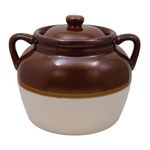 R&M International 7621 Traditional Style 4.5-Quart Large Ceramic Bean Pot with Lid, Brown