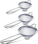 Fine Mesh Strainers Set of 3 Sieve Fine Mesh Colander Skimmer with Handle Colander Sieve Sifters Tea Strainers for Sift Strain Drain Rinse Vegetables Pastas Tea