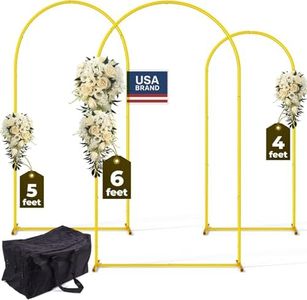 3 Pack Gold Metal Arch Backdrop Stand Set - 6FT, 5FT, 4FT Balloon Stand for Weddings Ceremony, Parties, and Baby Showers - Door Frame Backdrop Stand