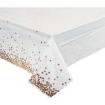 Blue Panda Rose Gold PE with Foil Print Table Cover (3 Pack) 54 x 108 inches