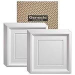 Genesis 2ft x 2ft White Icon Coffer Ceiling Tiles - Easy Drop-in Installation – Waterproof, Washable and Fire-Rated - High-Grade PVC to Prevent Breakage - Package of 12 Tiles