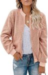 Eurivicy Womens Fleece Fuzzy Jacket Casual Long Sleeve Faux Sherpa Zip Up Bomber Coat with Pocket