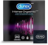 Durex Condoms, Intense Orgasmic Ribbed, Dotted And Stimulating Gel, 20 Count