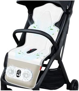 TRELC Baby Stroller Cooling Pad with 2 Fans, 3 Speeds Cooling Cushion, 10000mA Rechargeable Battery, Timer Setting, Breathable & Washable Cooling Pad Liners for Stroller Crib Summer Baby Essentials