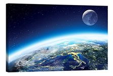 Canvas wall art Startoshop, Glow in the Dark, the earth 4 Image printed on canvas, Category Cosmos, (60 cm x 90 cm) 23.62 x 35.43 inch