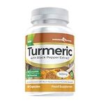 Turmeric with Black Pepper Extract Piperine, High Strength (500mg) for Weight Loss & Anti-Weight Gain, 60 Capsules, Evolution Slimming