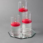 Eastland Octagon Mirror and Cylinder Vases Centerpiece with Richland Floating Candles 3". 4 Piece (Lavender, 8" Mirror)