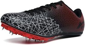 Track Spike Shoe for Men Professional Field and Track Shoes Breathable Running High Jump Racing Shoes, Black, 5.5